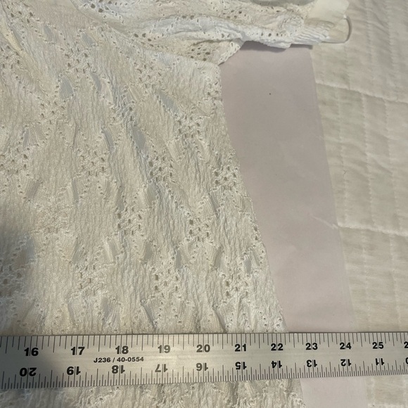 Anthropologie Maeve Eyelet Mini Dress Sz XS White Puff Short Sleeve Flowy Boho - Picture 14 of 15